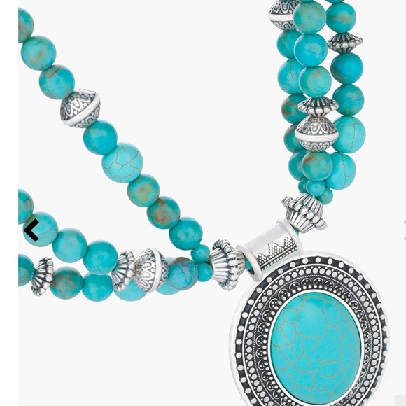 NWT ☀️Ashlee multi strand long boldly beaded faux turquoise - Picture 2 of 6